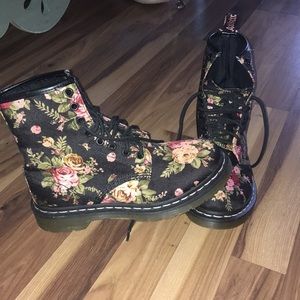 Black and Floral print Dr. Martens